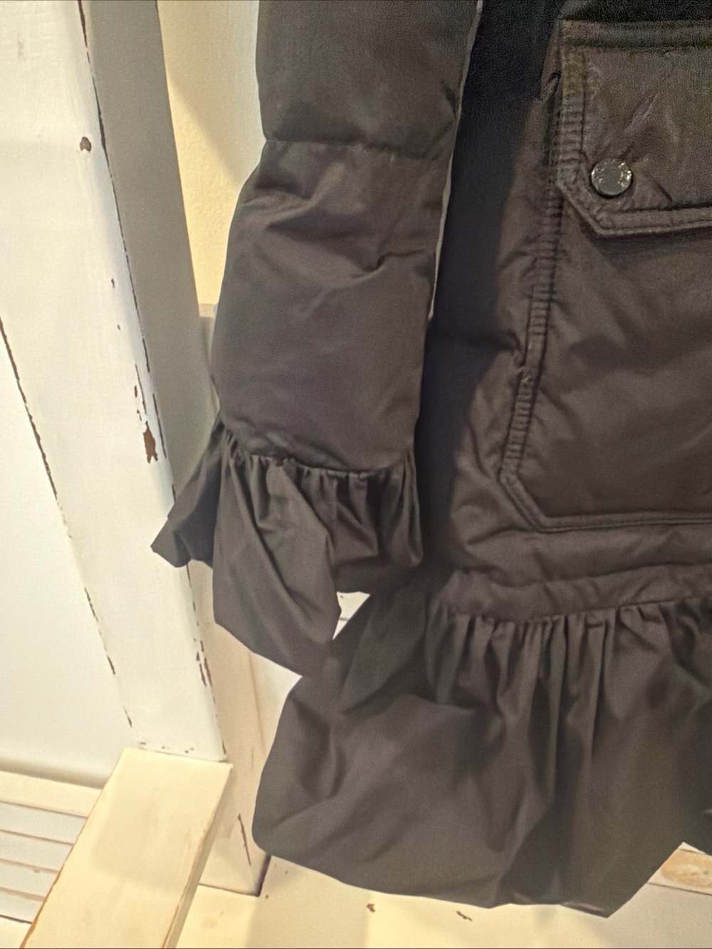Moncler Black Ruffle-Hem Puffer Jacket - Picture 6 of 12